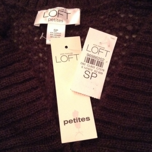 đť…şANN TAYLOR LOFT Chocolate Brown Open Cardigan NWT! Size S/P - Picture 5 of 5